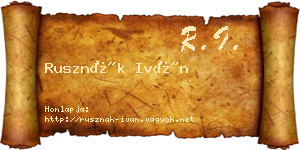 Rusznák Iván névjegykártya