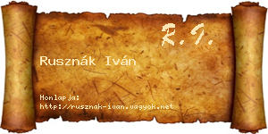 Rusznák Iván névjegykártya